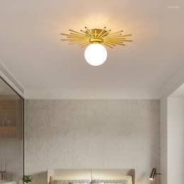 Ceiling Lights OURFENG Modern LED Copper Glass Lampshade Nordic Home Decorative For Bedroom Parlor Porch Aisle Balcony