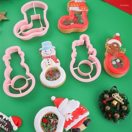 Baking Moulds 2Pcs Christmas Cookie Embosser Cutter Mould Santa Claus Crystal Ball Jar Sauce Fondant Stamp Cake Decorating Tool Supplies