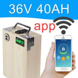 APP 36V 40AH Electric bike LiFePO4 Battery Pack Phone control Electric bicycle Scooter ebike Power 1600W Wood