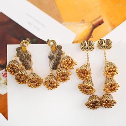 Dangle Earrings Antique Peacock Women's Tassel Jhumka Ethnic Gypsy Gold Colour Bell Drop Earring Fashion Jewellery