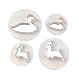 Baking Moulds 2Pcs Kitchen Accessories Swan Elk Biscuits Decorating Tool Chocolates Cake Sugar Plunger Cookie Cutter Diy Mold Christmas