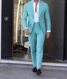 Men's Suits Plus Size 2 Pieces Mint Green Mens Tuxedo Business Gentleman Tailored Prom Party Wedding Roupas Masculinas Blazer Sets