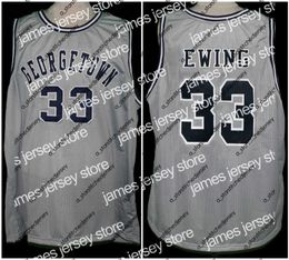 Georgetown Hoyas College Patrick Ewing #33 Grey Retro Basketball Jersey Mens Ed Custom Any Number