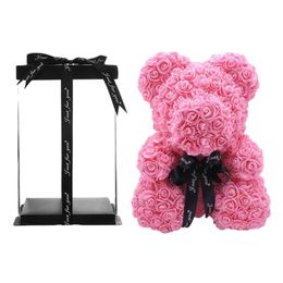 Dried Flowers Valentine's Day Gift Teddy Rose Bear With Box Pure Handmade Toy Artificial PE For Girlfriend Women Mother's Y2212