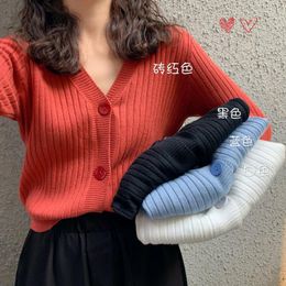 Women's Knits S-XL 2022 Korean Version Of The V-neck Small Fragrance Slim Short Knitted Cardigan Sweater Women's Jacket Outer