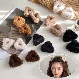 Plush Cat Ear Hair Clip For Girls Lamb Cashmere Hairpins Forehead Bangs Small Clips Fluffy Hairgrips Barrette Hair Accessories