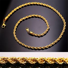 Gold Chains Fashion Stainless Steel Hip Hop Jewellery Rope Chain Mens Necklace263K