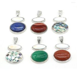 Pendant Necklaces 1pcs Natural Stone Agates Charm Rose Quartzs / Lapis Lazuli For DIY Necklace Jewelry Making Women Gift Size 45x50mm