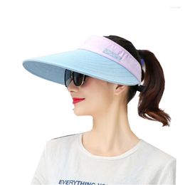Wide Brim Hats 2022 Summer Sunscreen Sun Hat Ladies Breathable Outdoor Cycling Sports Travel Big Along The Sky Top