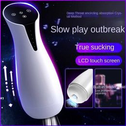 Sex toys massager 2022 Endurance Exercise Male Masturbator Sucker Blowjob Vagina Gorgeous Golden Silk Vibrator Machine Toys Adult Produc