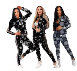 Fashion Casual Tracksuits Two Piece Set Women Spring Autumn New Long Sleeve letter Printed Stitching jogging Suits Sweatsuit Women sets S-2XL