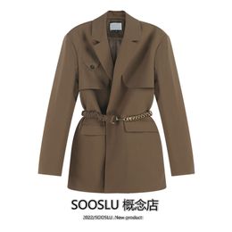 Women's spring autumn cool with belt fashion blazer suit coat SML