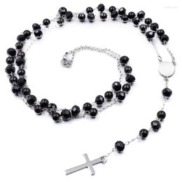 Chains Anniversary Cross Jesus Necklaces Christian Religious Jewelry For Men Stainless Steel Chain Charm Bead Necklace Women RN109