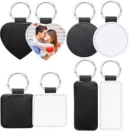 Party Favor TIKTOK Hot Sublimation Blanks Keychain PU Leather Keychain for Christmas Heat Transfer Keyring DIY Craft Supplies DHL