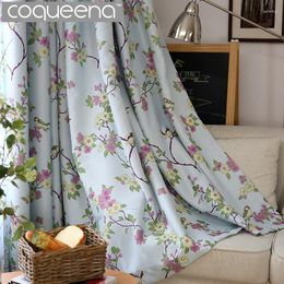 Curtain Birds & Floral Ready Made Custom Curtains For Living Room Bedroom Blackout Shade Blinds Window Treatments Beige Blue