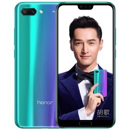 Original Huawei Honor 10 4G LTE Cell Phone 4GB RAM 128GB ROM Kirin 970 Octa Core Android 5.84 inch Full Screen 24.0MP AI NFC Face ID Fingerprint 3400mAh Smart Mobile Phone