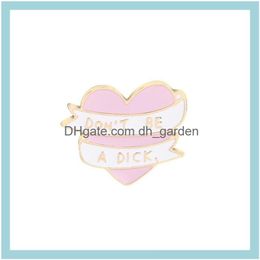 Pins Brooches Customized Alloy Cartoon Pink Heart Fashion Dress Badge Simplicity Letter Ribbon Accessories Paint Enamel Pin Dhgarden Dhx0R
