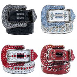 Metal buckle designer belt with crystal belt women wedding dress party gift cintura retro rhinestone pu leather classic letter Colourful lady have red waist belts