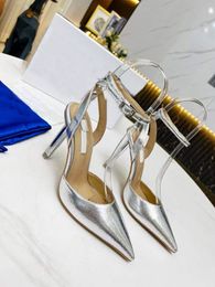 Novelty pointed sandals Crystal high heel women's shoes Designer shoes Real leather soles Front and back strap sadals 35-43