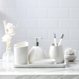 Bath Accessory Set Ceramic Bathroom Five-piece Toiletries Mouthwash Cup Bottle Toothbrush Holder Accessories