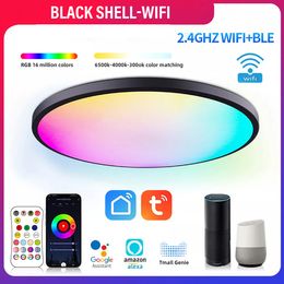 Smart WIFI LED Round Ceiling Light RGBCW Dimmable TUYA APP Compatible with Alexa Google Home Bedroom Living Room Ambient Light