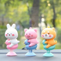 Interior Decorations Car Dashboard Decor Doll Nodding Bear Piggy Puppy Toys Shaking Head Dog Ornaments Car Bobblehead Animal Shaking Head Dolls T221215