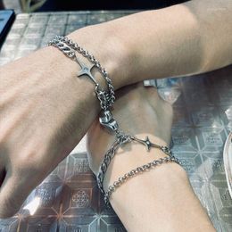 Link Bracelets 1Pair Couple Bracelet Stainless Steel Color Women Men's Hand Chain Fashion Heart-shaped Magnet Love Friendship Jewelry