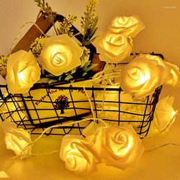 Strings LED String Light Flower Lights Simulation Rose Lantern Battery Curtain Fairy For Christmas Day Wedding Bar Decoration