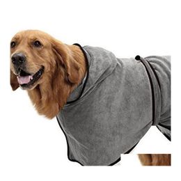 Dog Apparel Paw Printing Coat Pets Washcloth Bathrobe Hood Belt Clothes Mti Colour Fashion Absorbing Water Magic Stick 20By P2 Drop D Otp4C