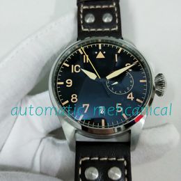 Real Photo New Mens Watch 43mm Ref.501004 Automatic Mechanical Big Pilot Day Week Display Power Reserve Brown Leather Wristwatch