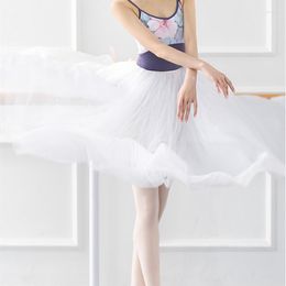 Stage Wear The Back Bow Four-layer Long Gauze Skirt Ballet For Adult Women's Dance Uniforms