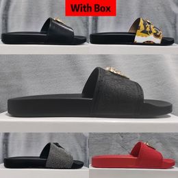 2022 Slide Slippers Дизайнерские обувь роскошные слайды летние модные шляпные тапочки для мужчин и женских сандалий шлепанцы шлепанцы с коробкой