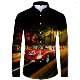 Men's Casual Shirts 3D Printed Men's Fashion Forest Road Racing Camera Lsland Spring And Autumn Long Sleeve Floral Shirt 2023 Large 5XL