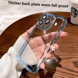 Luxury Lens Glass Film Camera Protective Cases Space Transparent Clear Arcylic Thicker Plate For iPhone 14 13 12 11 Pro Max Soft Shockproof Cover