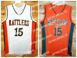 Basketball Jerseys Custom Retro DeMarcus Cousins #15 Rattlers High School Basketball Jersey Sewn White Orange S-4XL Name And Number Top Quality