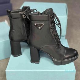 Boots Black High Heels Designer Womens 7.5CM Fashion Winter Motorcycle