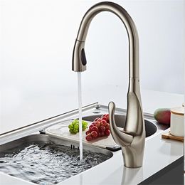 Kitchen Faucets Pull Out Faucet Brass Mixer Tap Chrome Sink With Spray Single Handle High Arc Nickel