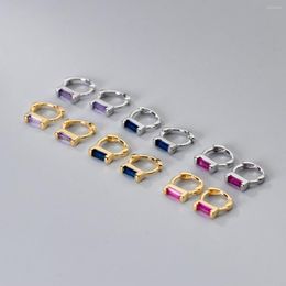 Hoop Earrings LAVIFAM 925 Sterling Silver Mini Colourful Zircons Small For Women Huggie Ear Buckle Piercing Jewellery