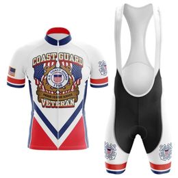 U.S Coast Guard Veteran Pro Team Cycling Jersey Set 2024 Newset Summer Quick Dry Bicycle Clothing Maillot Ropa Ciclismo MTB Cycling Men Suit