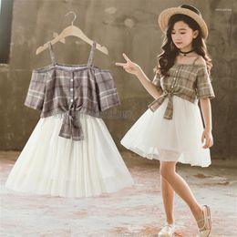 Girl Dresses Summer Teenager Fashion Baby Kids Sweet Flower Clothes Evening Tulle Princess Dress