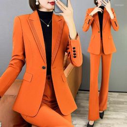 Women's Two Piece Pants Fall Outfits Suit Sets For Women Office Wear Formal Women's Blazer And Suits Set 2 Elegant Pieces W33