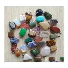 Arts And Crafts Natural Stone Charms Irregar Shape Tigers Eye Rose Quartz Opal Pendant Pendants Chakras Gem Fit Earrings Necklace Ma Dhr9V