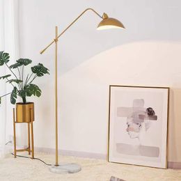 Floor Lamps Adjustable Length Light Foyer Living Room Lamp Stand E27 Fixtures Nordic Gold Simple Marble Base Standing