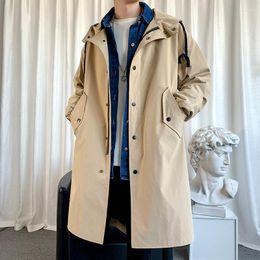 Men's Trench Coats 2022 Men Coat Jacket Overcoat Casual Men's Windbreakers Solid Colour Fashion Outwear