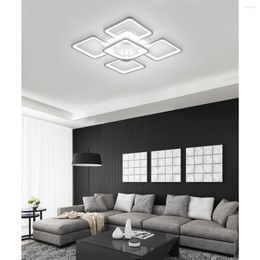 Ceiling Lights Ganeed Modern Light LED Chandelier Mount Square Shape White For Living Room Bedroom 60W/Cool