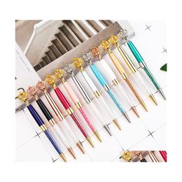 Ballpoint Pens Crown Pen Crystal Diamond Writing Tool Black Refill Office Supplies Student Stationery Wedding Party Gift Dr Homefavor Dhnfg