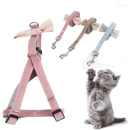 Dog Collars Korean Style Cat Harnesses Leash Suit Adjustable Nylon Ribbon Bowknot Pet Harness For Pets Comfortable And Durable Cats Vest