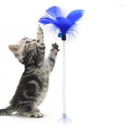 Cat Toys Legendog 1pc Toy Funny Pet Suction Cup Feather With Bell For Kitten Supplies Favors