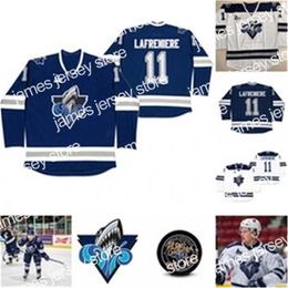 College Hockey Wears Nik1 374040Alexis Lafreniere #11 Rimouski Oceanic CHL Navy Blue White Ice Hockey Jersey Men's Stitched Custom Number Name Jerseys