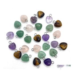 Artes y manualidades Mini Agate Natural Crystal Stone Love Heart Charms Rose Quartz Pendants de moda para Jewelry Making Sports20 Dr Dhwyo